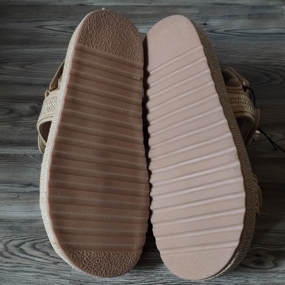 Madden NYC Big Mona Chunky Platform Sandal Natural Raffia Women's Size 11 - Picture 4 of 5